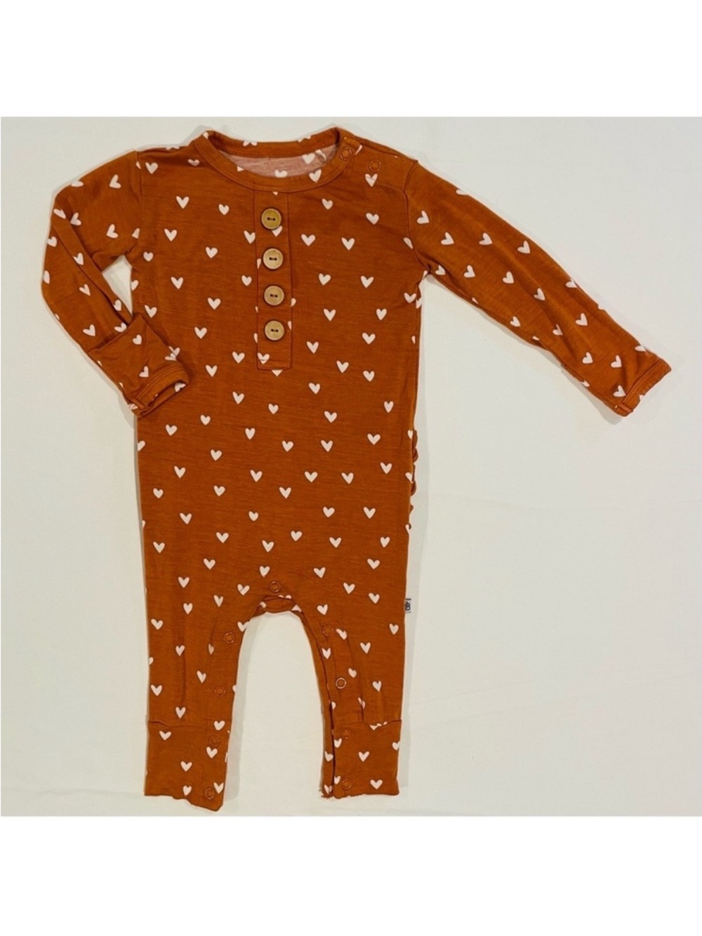 Little Bum Bums Ruffle Romper Girls 3-6M Sugar and Spice Bamboo Coveralls Hearts
